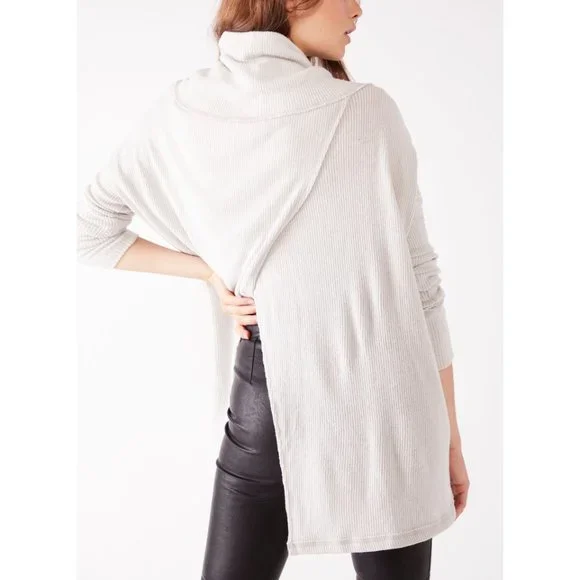 NWT Free People Juicy Ribbed Long Sleeve / Grey Opal - Picture 2 of 5